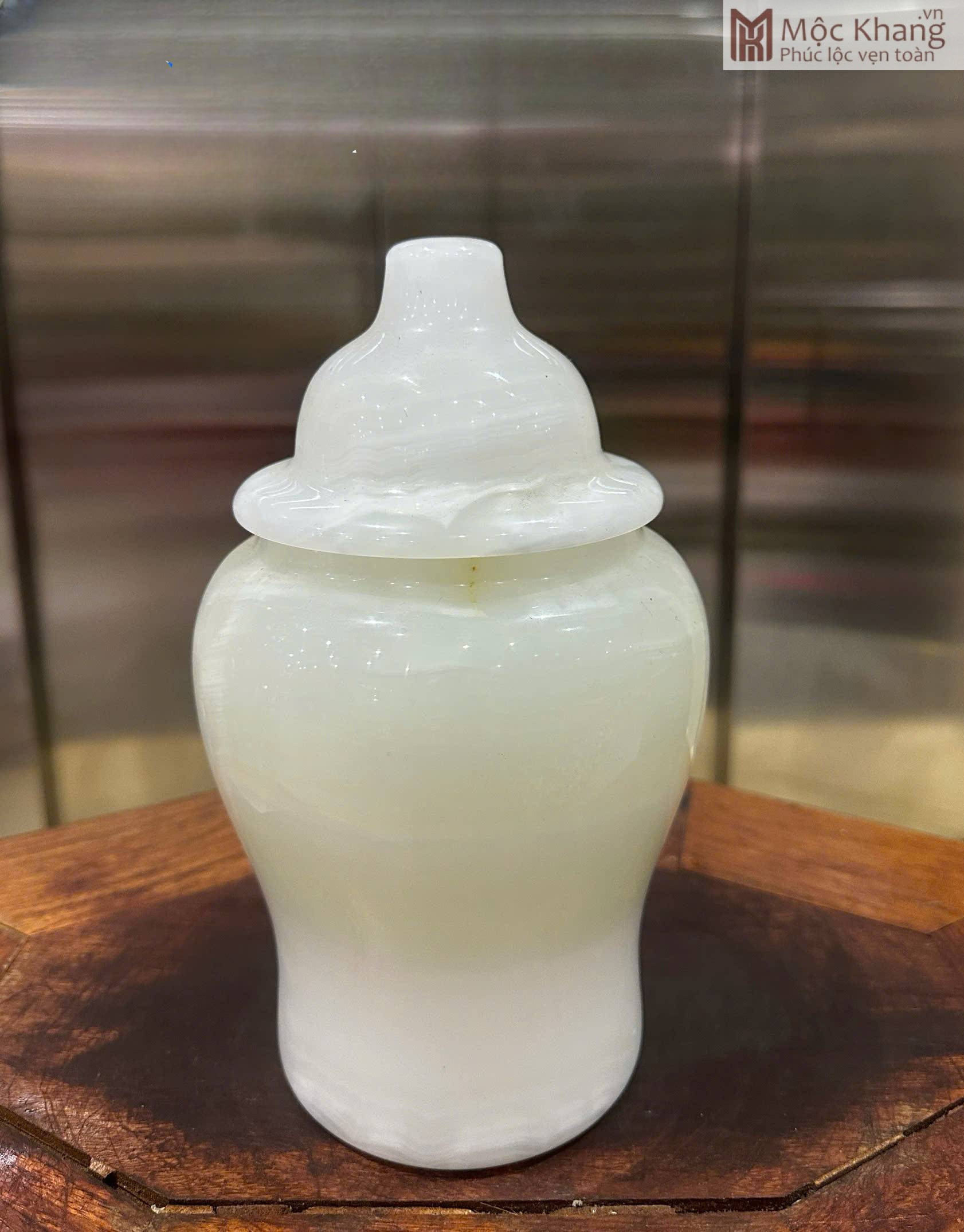 Hũ Ngọc Onyx Trắng Cao 25 Đường Kính 14 (cm) Hũ Ngọc Onyx Trắng