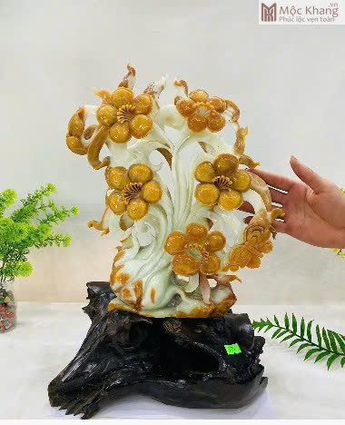 Tác Phẩm Hoa Khai Phú Quý Ngọc Serpentine Tác Phẩm Hoa Khai Phú Quý Ngọc Serpentine