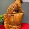Tượng Cún Ngồi Bao Tiền Gỗ Hương