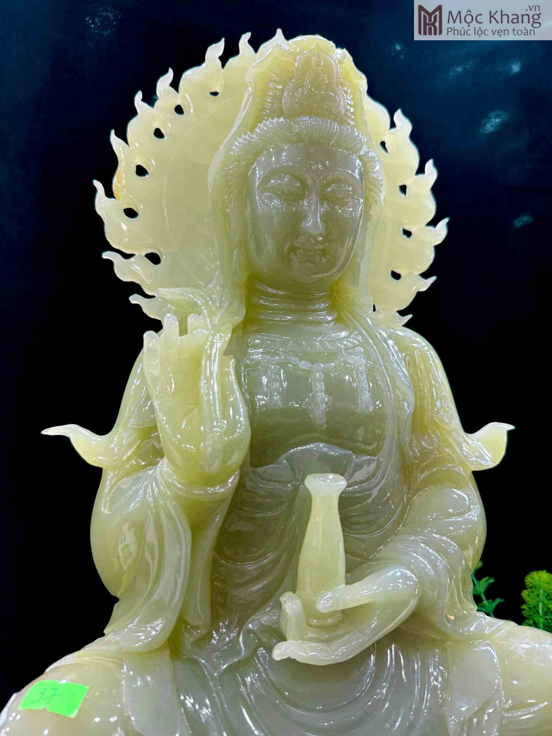 Tượng Phật Quan Âm Ngọc Onyx Cao 60 Ngang 27 Sâu 10 (cm) (2) Tượng Phật Quan Âm Ngọc Onyx