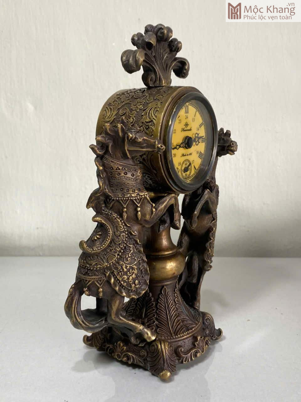 Đồng Hồ Song Mã Cơ Lên Cót 1886 Cao 23 Ngang 13,5 (cm) Đồng Hồ Song Mã Cơ Lên Cót 1886