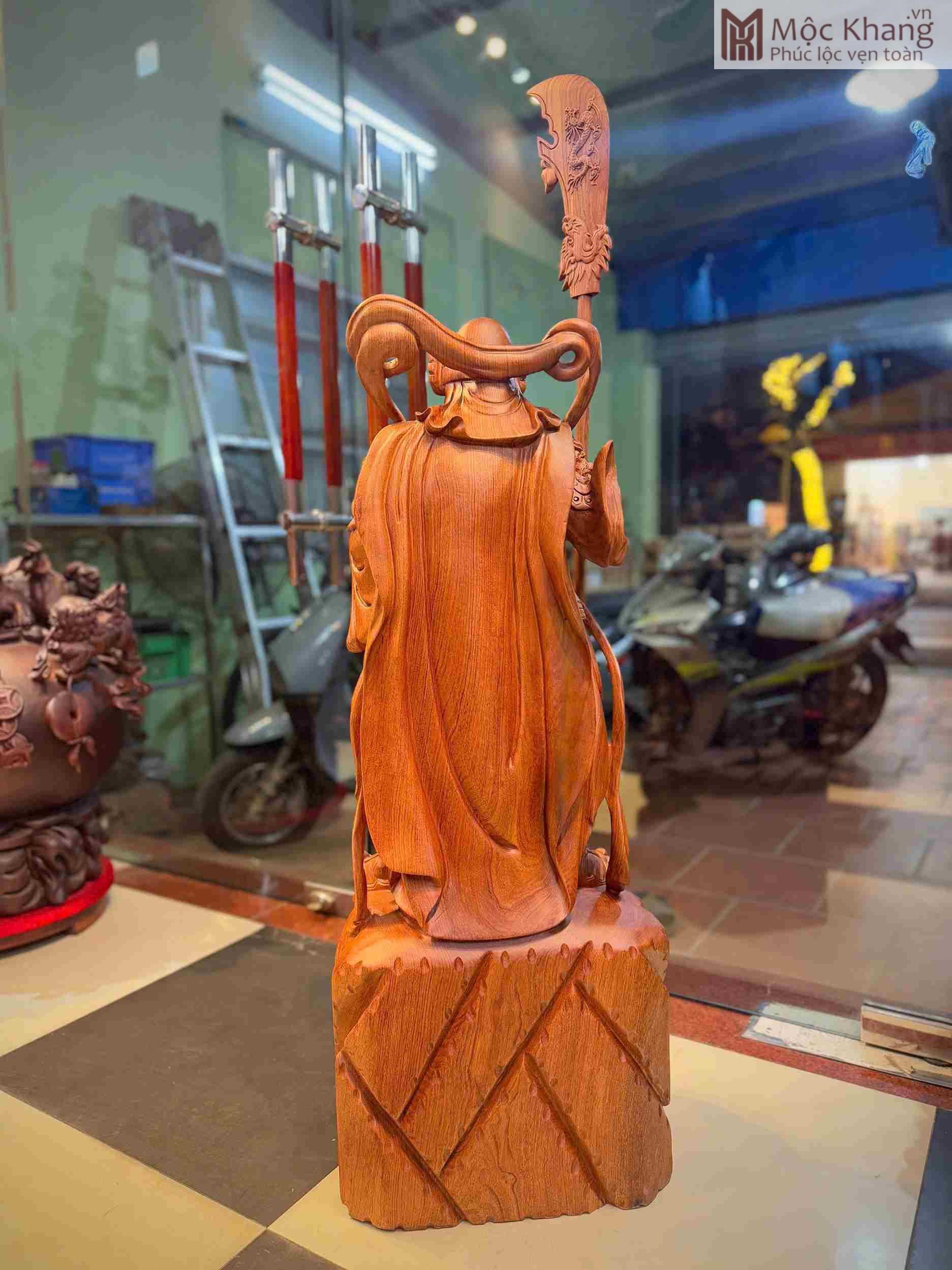 Tượng Quan Vân Trường Gỗ Hương Cao 100 Ngang 38 Sâu 36 (cm) Tượng Quan Vân Trường Gỗ Hương