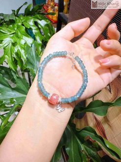 Vòng Tay Lam Ngọc Mix Lu Thống Đào Hoa Charm Bạc