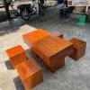 Bộ Bàn 4 Đôn Gỗ Ngọc Am Đỏ