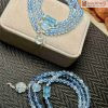 Chuỗi Đá Aquamarine Cuốn 3 Vòng Mix Charm