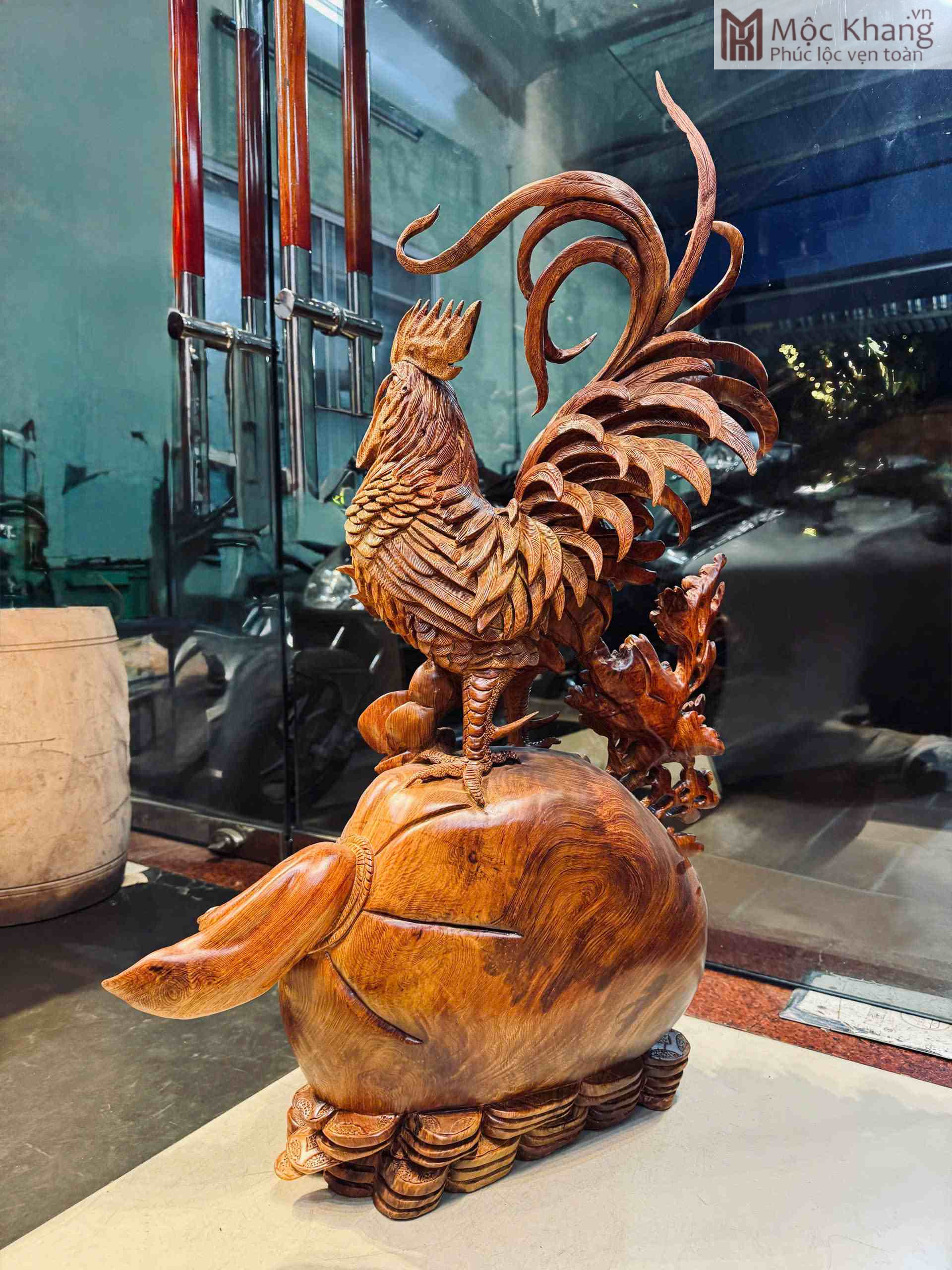 Tượng Gà (Nhất Kê) Đứng Bao Tiền Gỗ Cẩm Việt (6)_6 Tượng Gà (Nhất Kê) Đứng Bao Tiền Gỗ Cẩm Việt