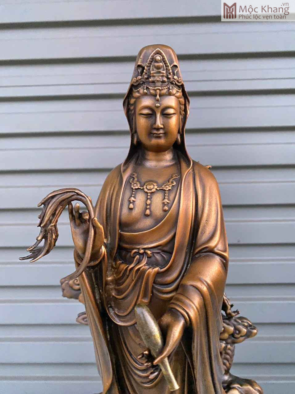 Tượng Mẹ Quan Âm Cưỡi Rồng Đồng - Mộc Khang