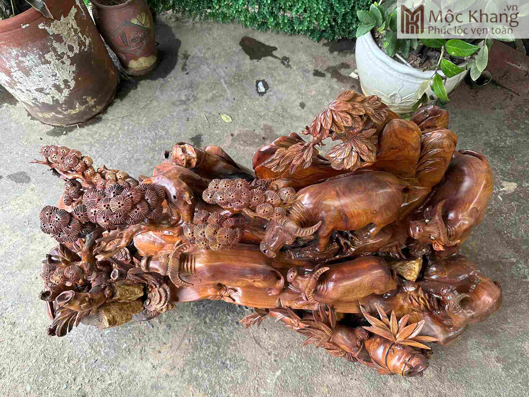 Tượng Ngũ Sửu Quần Tùng Gỗ Hương (10)_10 Tượng Ngũ Sửu Quần Tùng Gỗ Hương