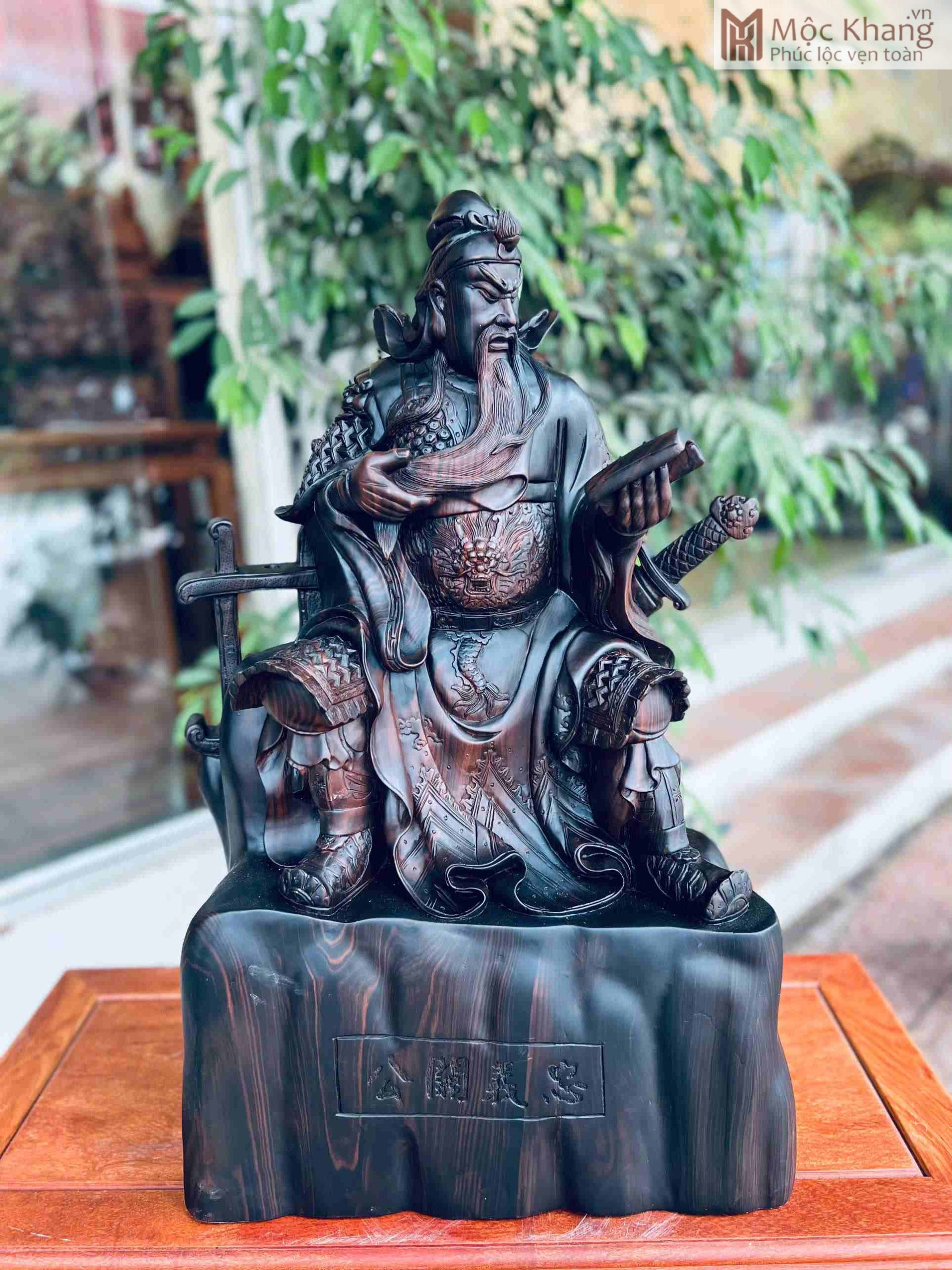 Tượng Quan Công Đọc Sách Gỗ Mun Hoa (1)_1 Tượng Quan Công Đọc Sách Gỗ Mun Hoa