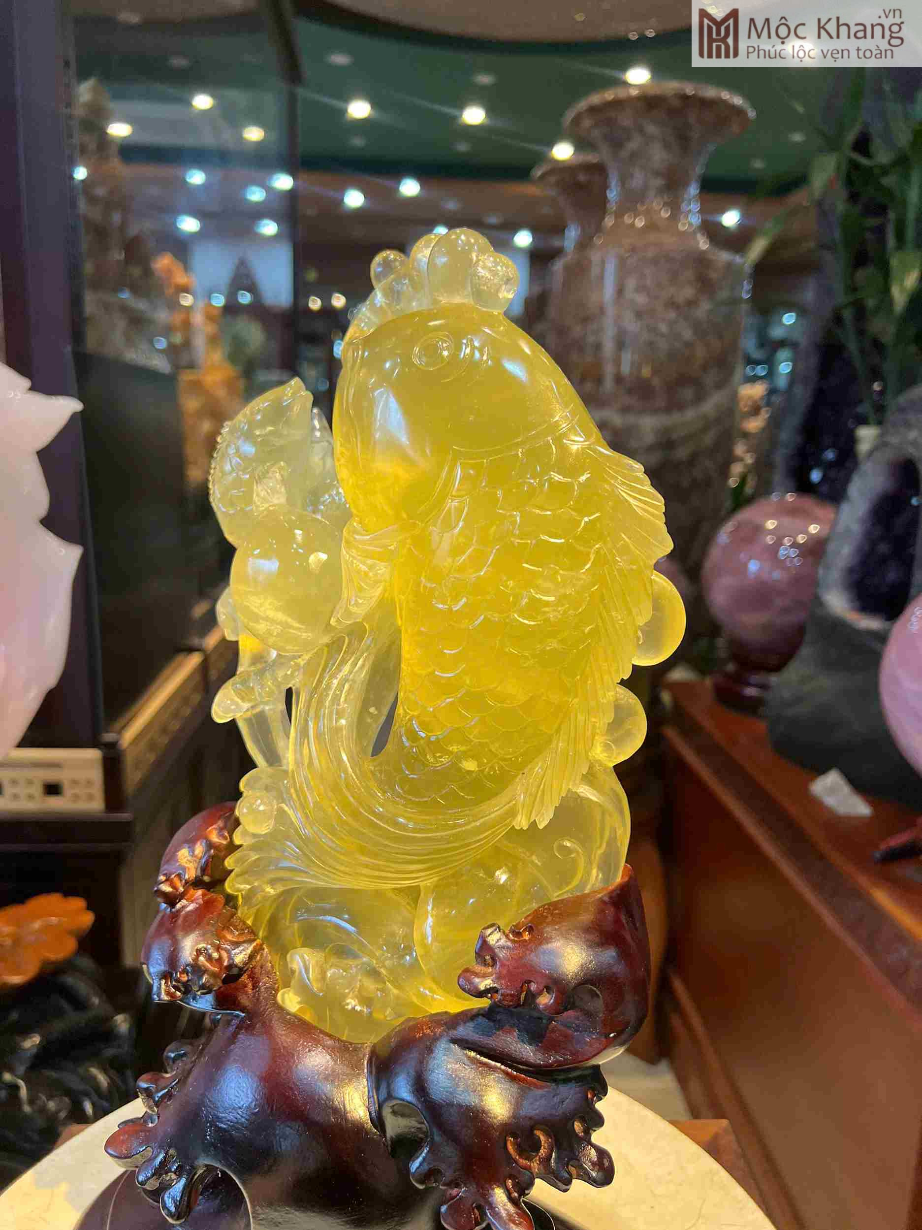 Tượng Song Ngư Chầu Ngọc Thạch Anh Vàng (4)_4