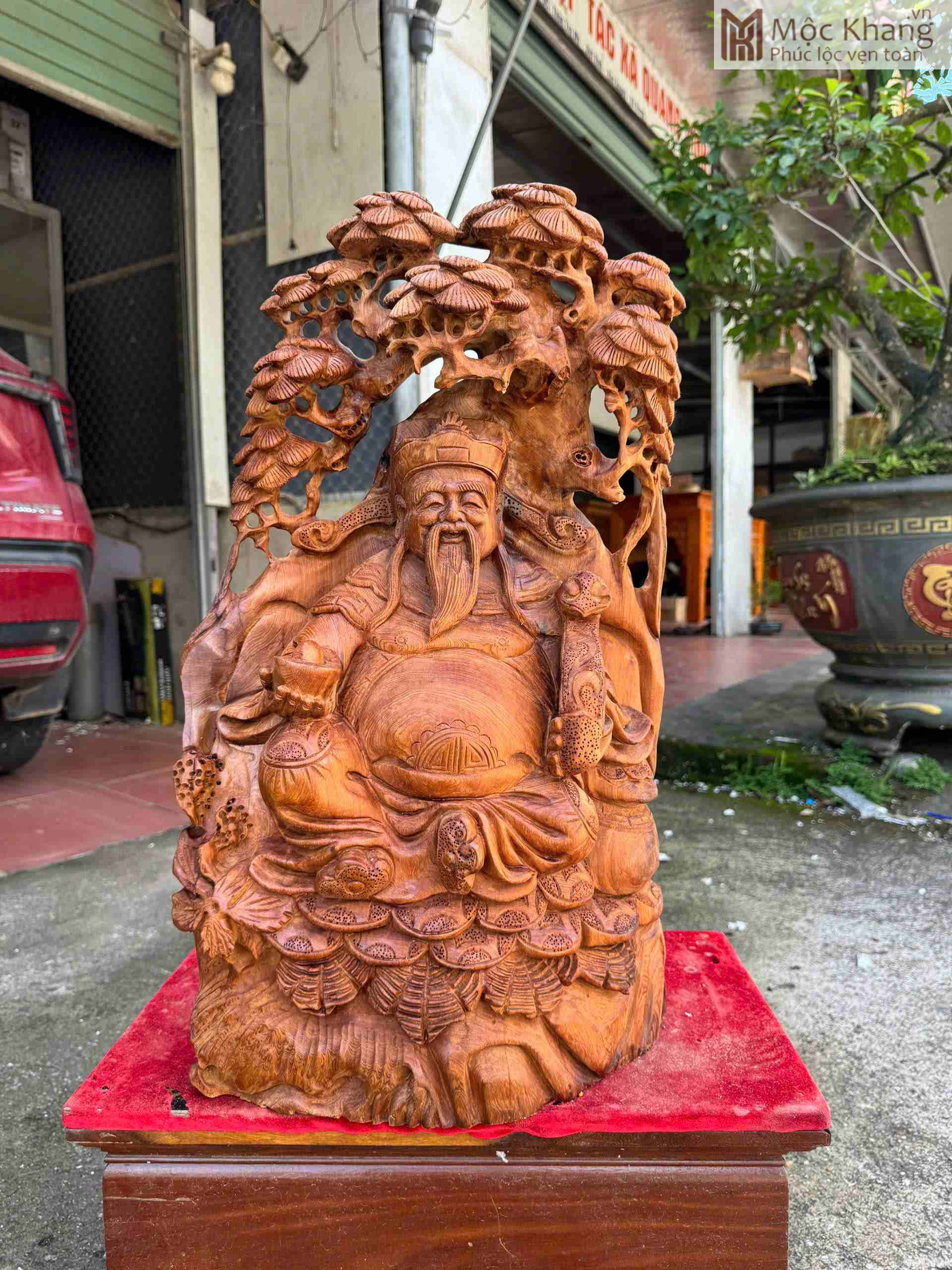 Tượng Thần Tài Gỗ Ngọc Am Đỏ (1)_1 Tượng Thần Tài Gỗ Ngọc Am Đỏ