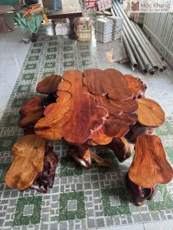 Bộ Bàn 6 Đôn Gỗ Hương