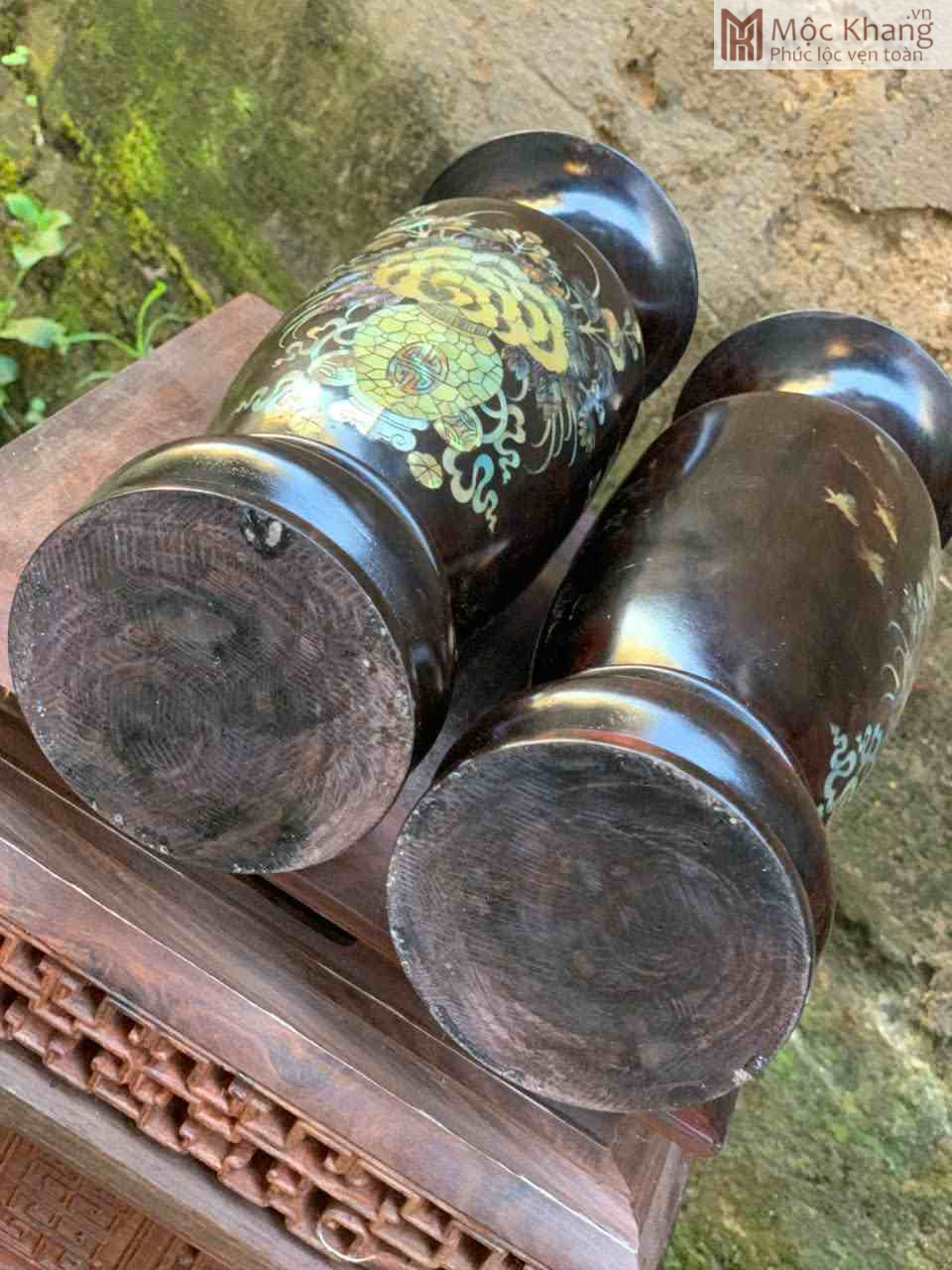 Cặp Bình Hoa Gỗ Trắc Đen Khảm Trai (7)_7 Cap Binh Hoa Go Trac Den Kham Trai 7 7