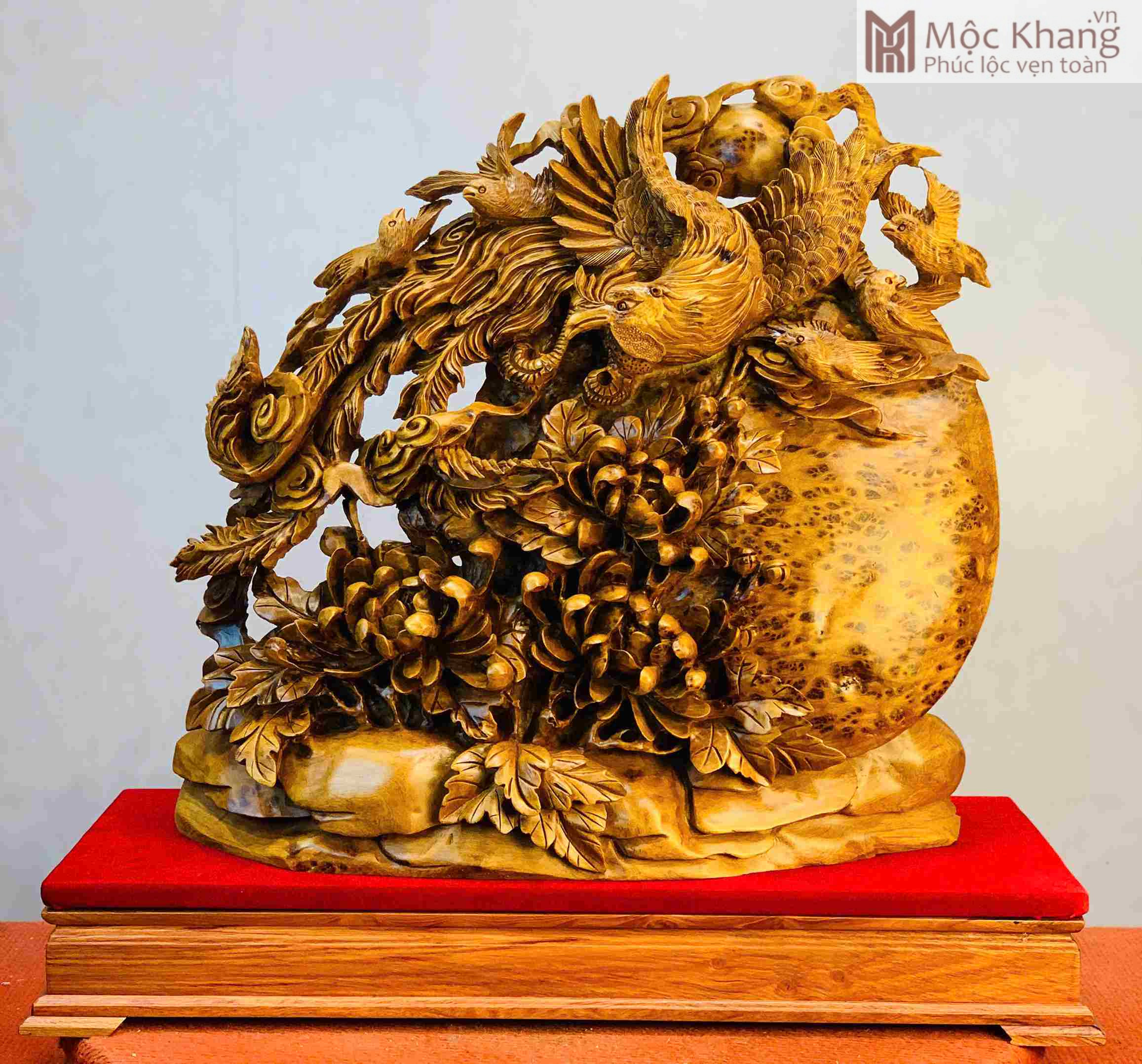 Tượng Ngũ Điểu Chầu Hoàng Gỗ Nu Ngọc Am (1)_1 Tượng Ngũ Điểu Chầu Hoàng Gỗ Nu Ngọc Am