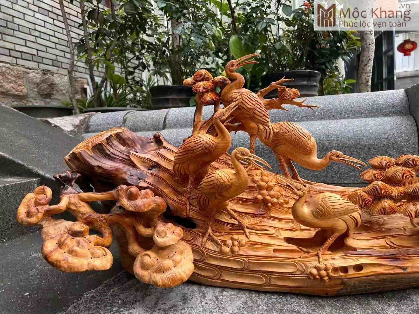 Tượng Ngũ Hạc Quần Tùng Gỗ Nhai Bách (2)_2