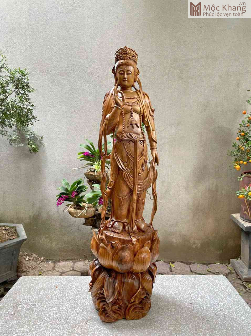 Tượng Phật Bà Quan Âm Gỗ Bách Xanh (1)_1 Tượng Phật Bà Quan Âm Gỗ Bách Xanh