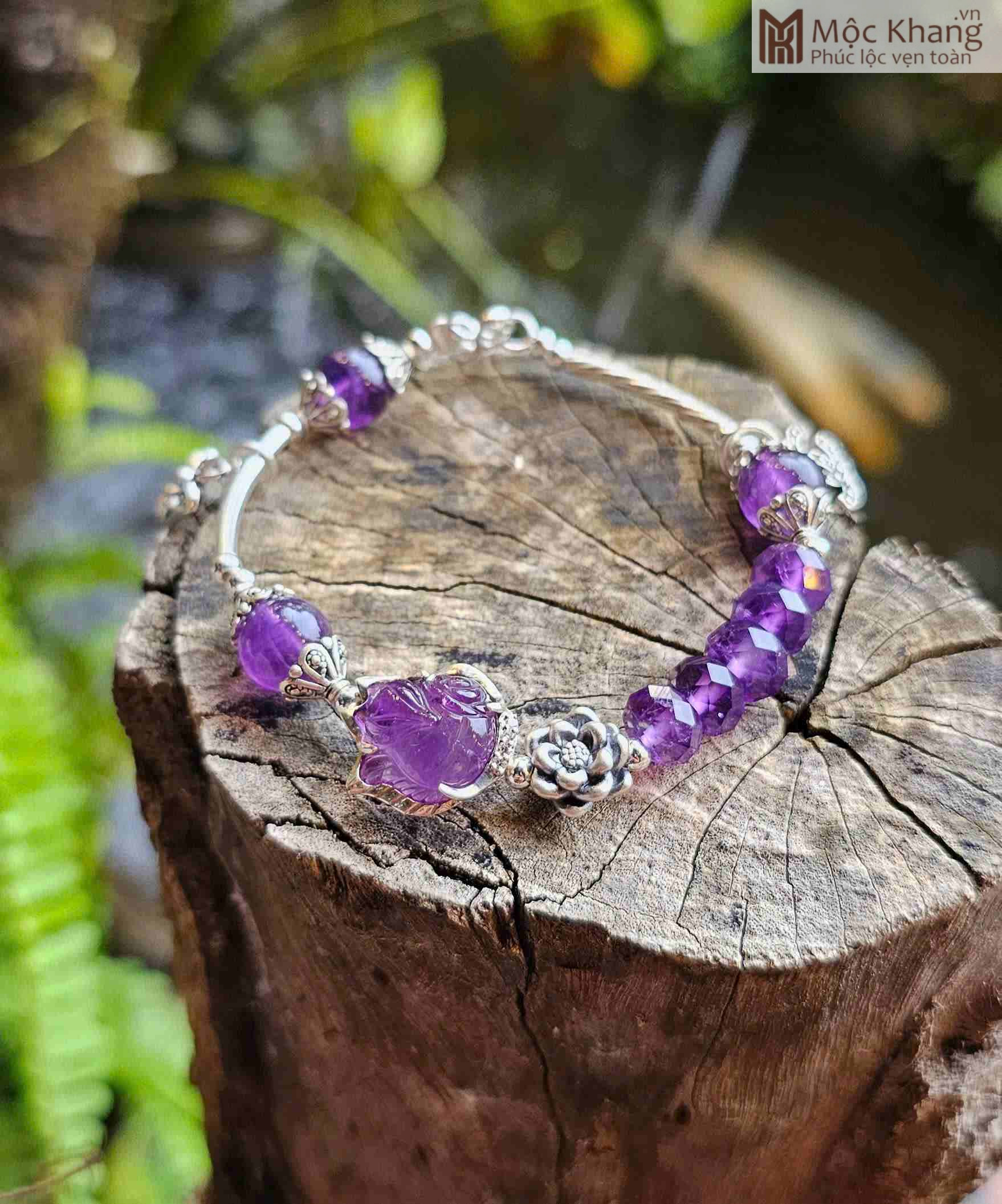 Vòng Tay Hồ Ly Thạch Anh Tím Mix Charm Bạc (5)_5 Vòng Tay Hồ Ly Thạch Anh Tím Mix Charm Bạc