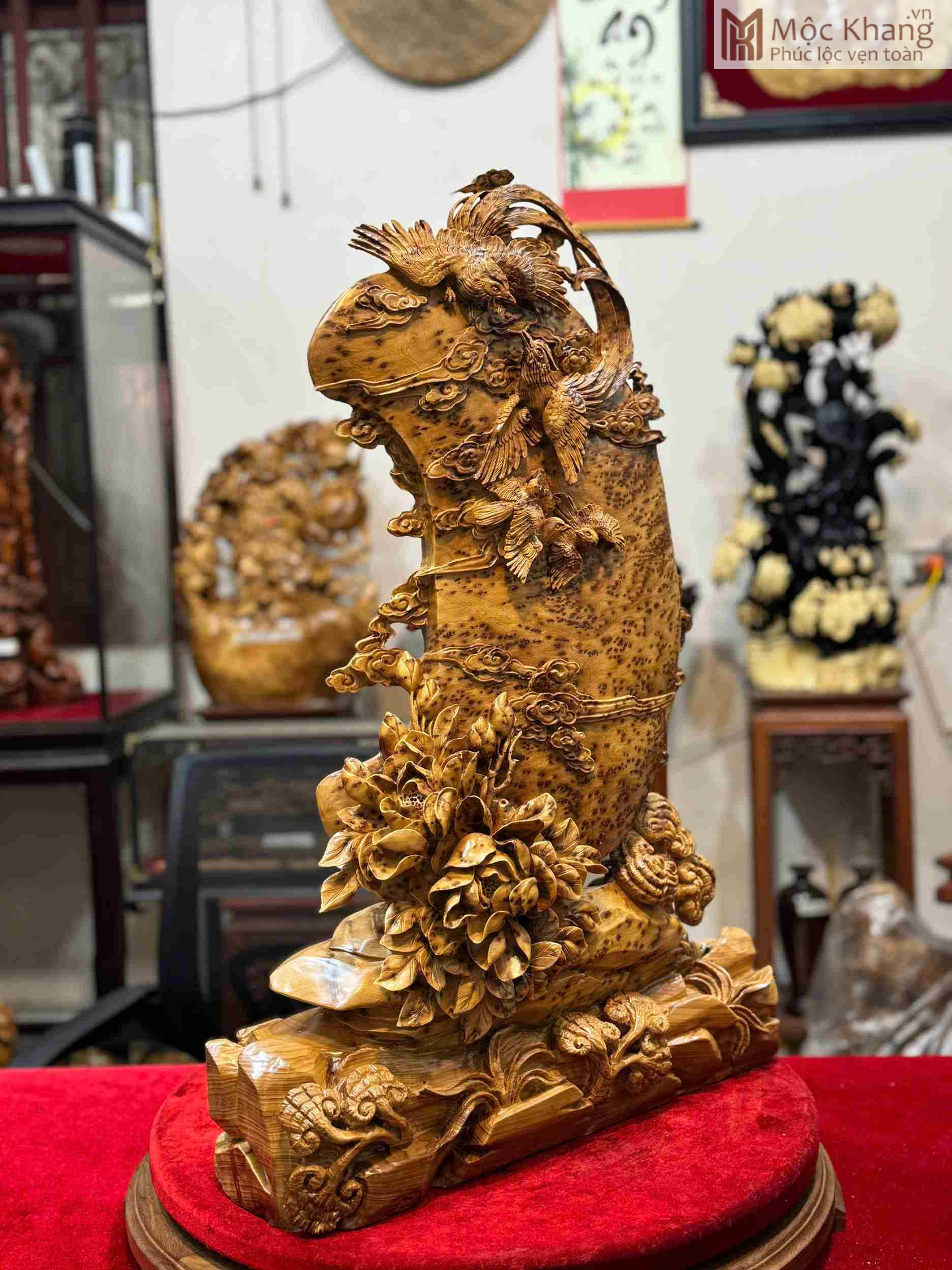 tac-pham-ngu-dieu-chau-nguyet-go-nu-ngoc-am (3) Tượng Ngũ Điều Chầu Nguyệt