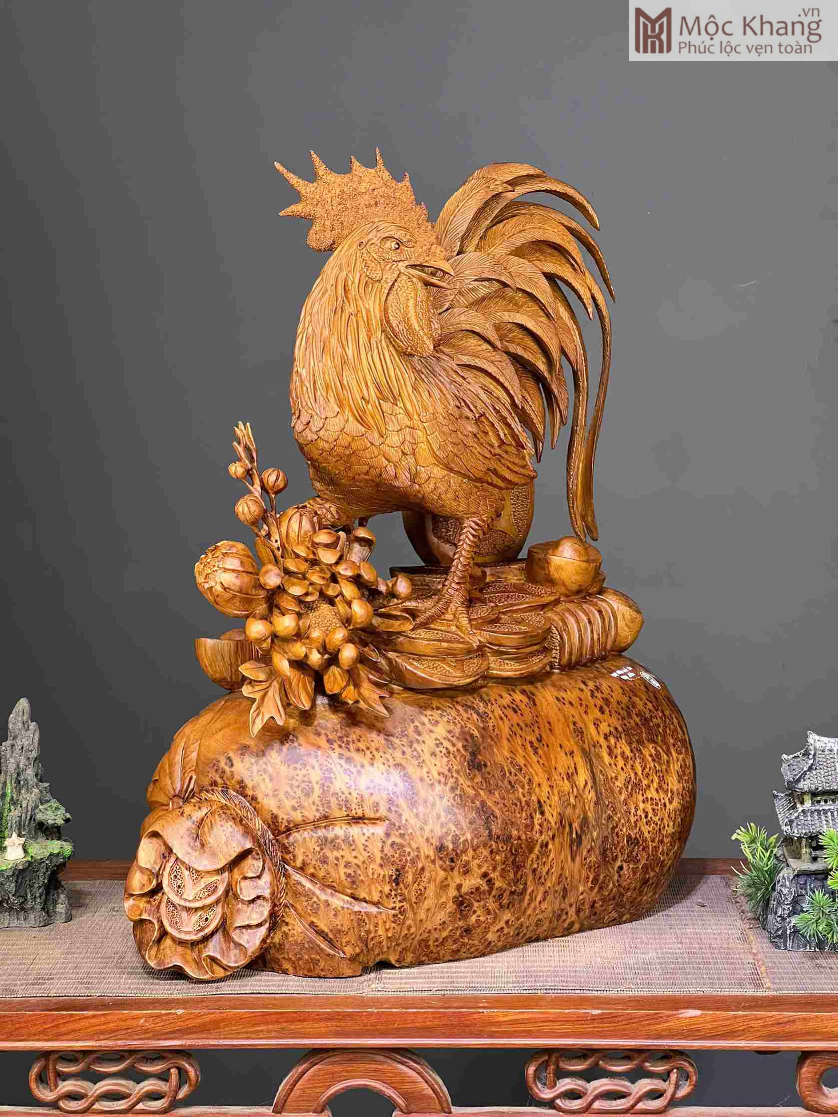 tuong-nhat-ke-kim-tien-go-nu-ngoc-am (4) Tượng Nhất Kê Kim Tiền Gỗ Nu Ngọc Am
