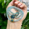 Chuỗi Đá Phong Thủy Lam Ngọc Phối Charm Hoa Sen