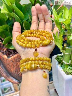 Chuỗi Quấn 3 Vòng Mắt Hổ Vàng Tâm Đường Kính 6 (mm)