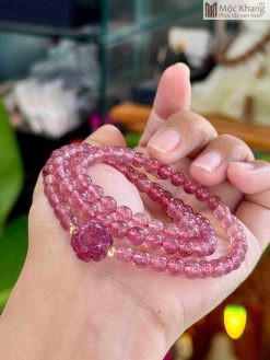 Chuỗi Thạch Anh Dâu Đỏ Mix Charm Sen Đường Kính 6 (mm)