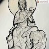 Mặt Dây Phổ Hiền Bồ Tát Thạch Anh Khói Cao 55.6 (mm)