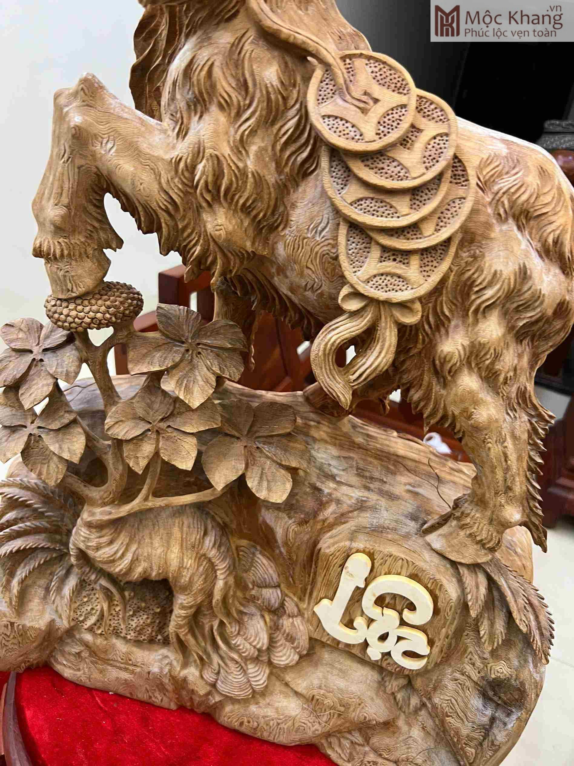Tượng Dê Tài Lộc Gỗ Ngọc Am Cao 71 (cm) (4)_4 Tuong De Tai Loc Go Ngoc Am Cao 71 cm 4 4