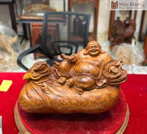 Tượng Phật Di Lặc Ngồi Bao Tiền Gỗ Nu Ngọc Am