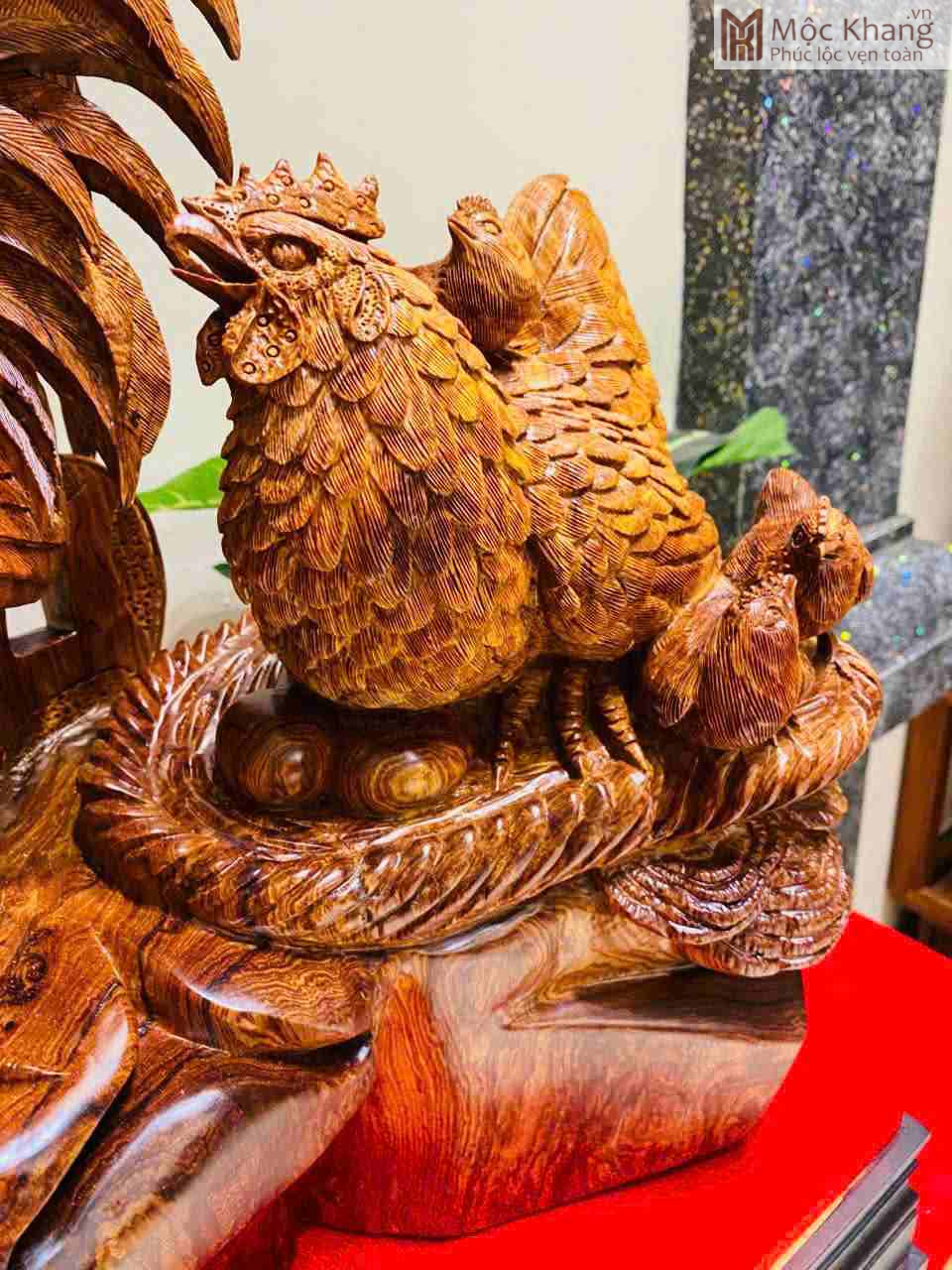 Tượng Gia Đình Gà Gỗ Cẩm Cao 62 (cm) (7)_7 Tuong Gia Dinh Ga Go Cam Cao 62 cm 7 7