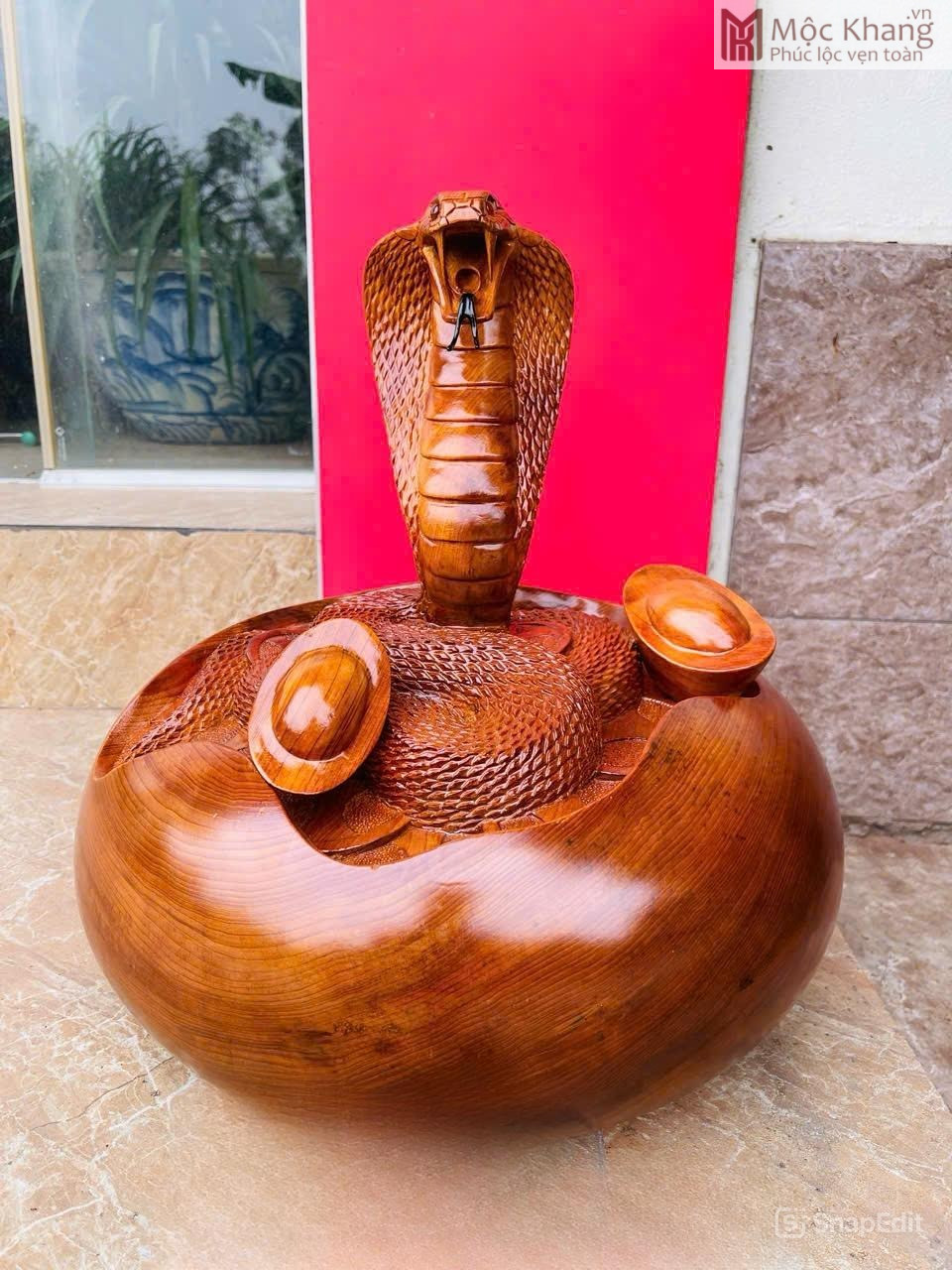 Tượng Rắn Gỗ Ngọc Am Cao 38 (cm) Tuong Ran Go Ngoc Am Cao 38 cm