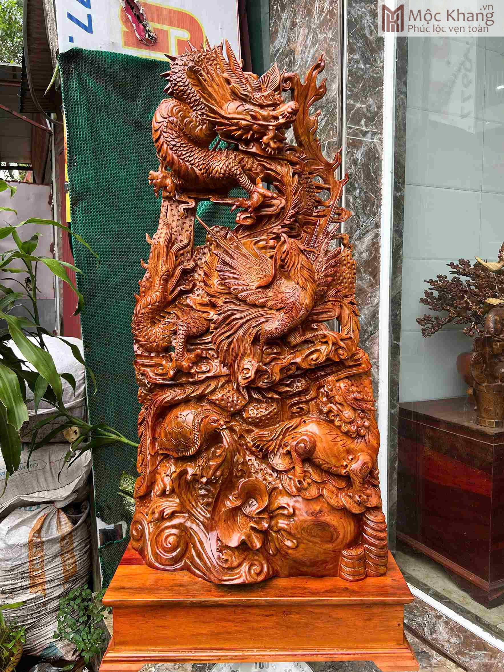 Tượng Tứ Linh Gỗ Hương Cao 135 (cm) (2)_2 Tượng Tứ Linh Gỗ Hương Cao 135 (cm)