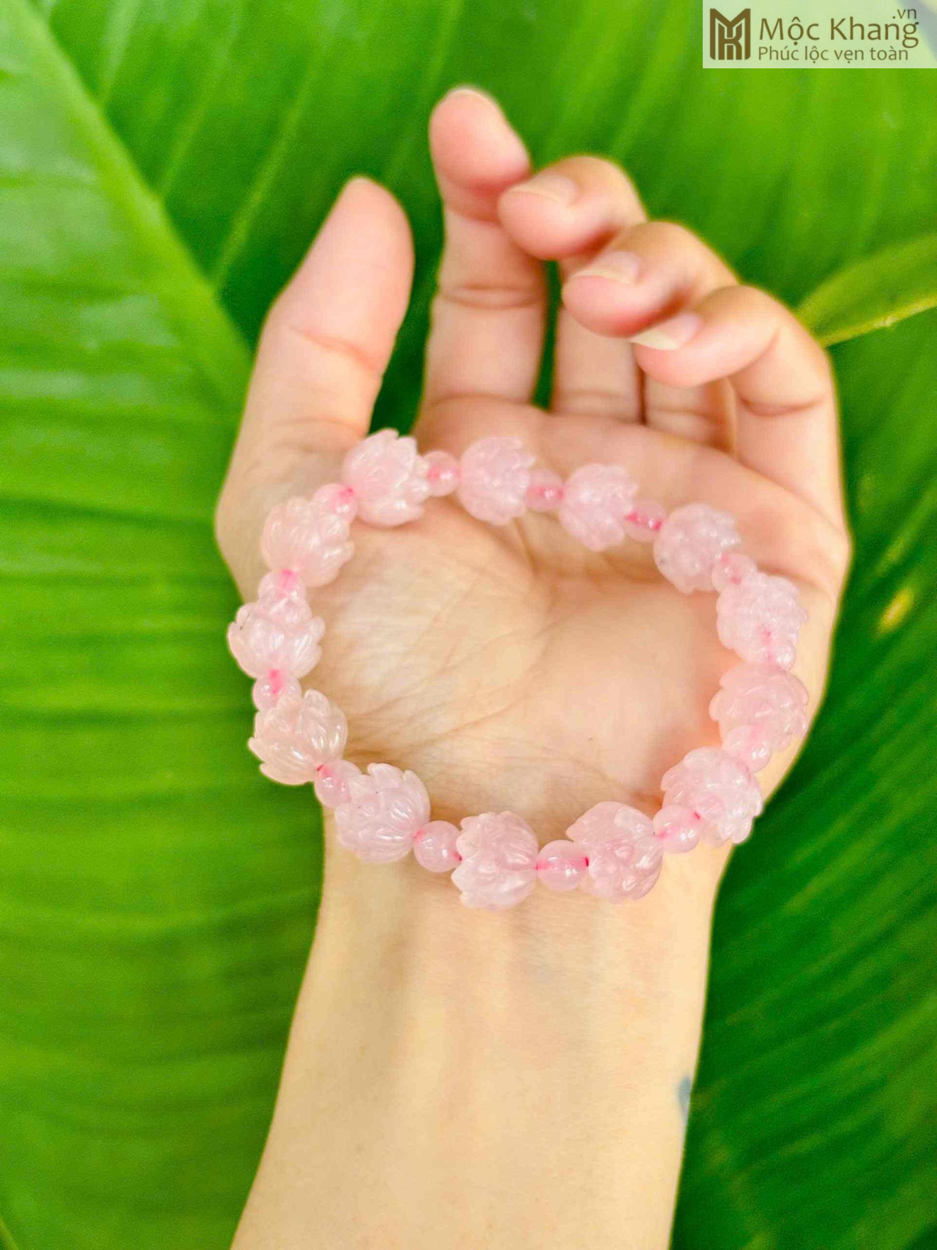 Vòng Tay 13 Hoa Sen Đá Thạch Anh Hồng (2)_2 Vòng Tay 13 Hoa Sen Đá Thạch Anh Hồng