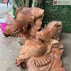 Tượng Song Ngư Tài Lộc Gỗ Hương Gia Lai