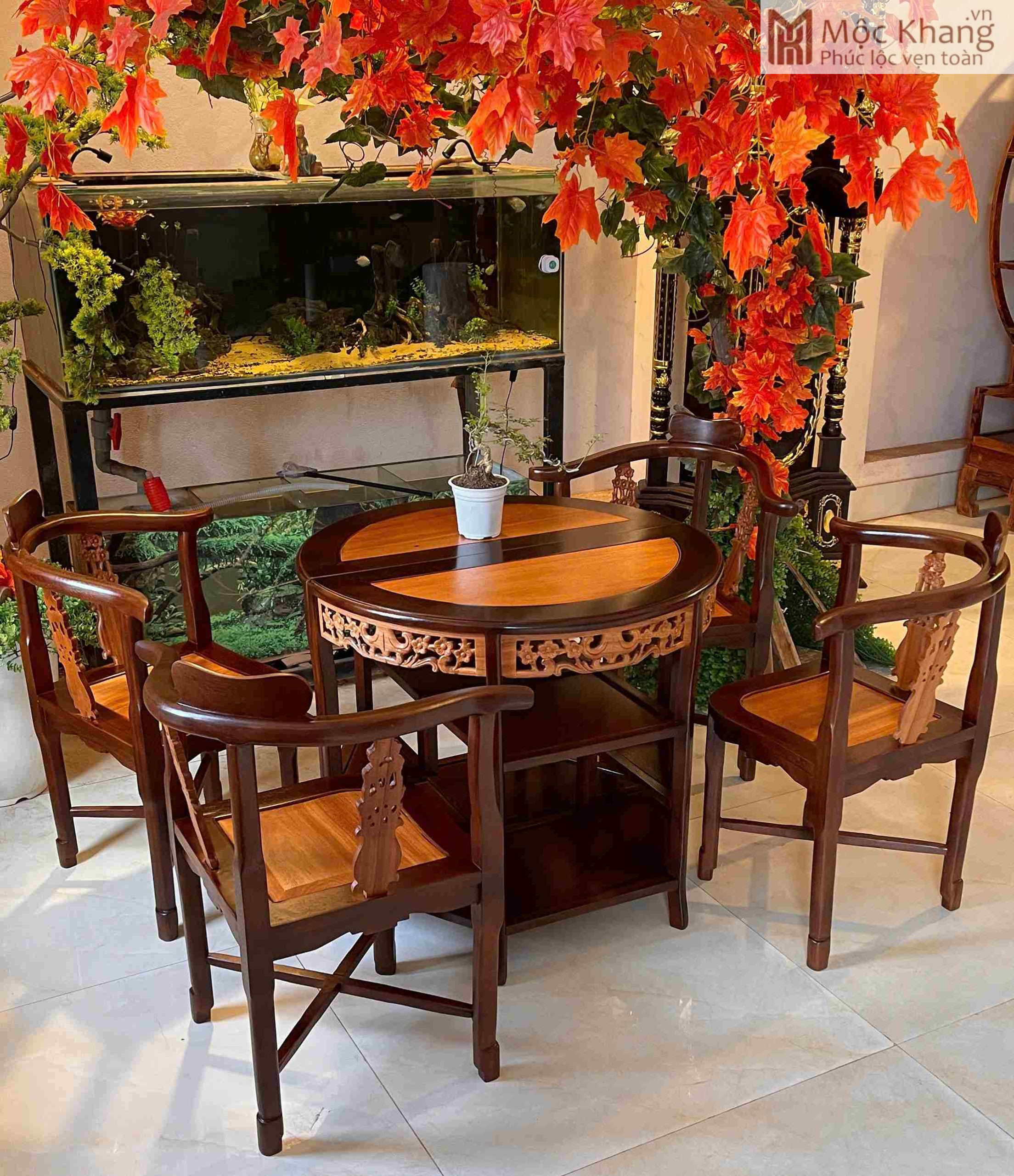 Bộ Bàn 4 Ghế Gỗ Gõ Bàn Cao 69 (cm) (3)_3