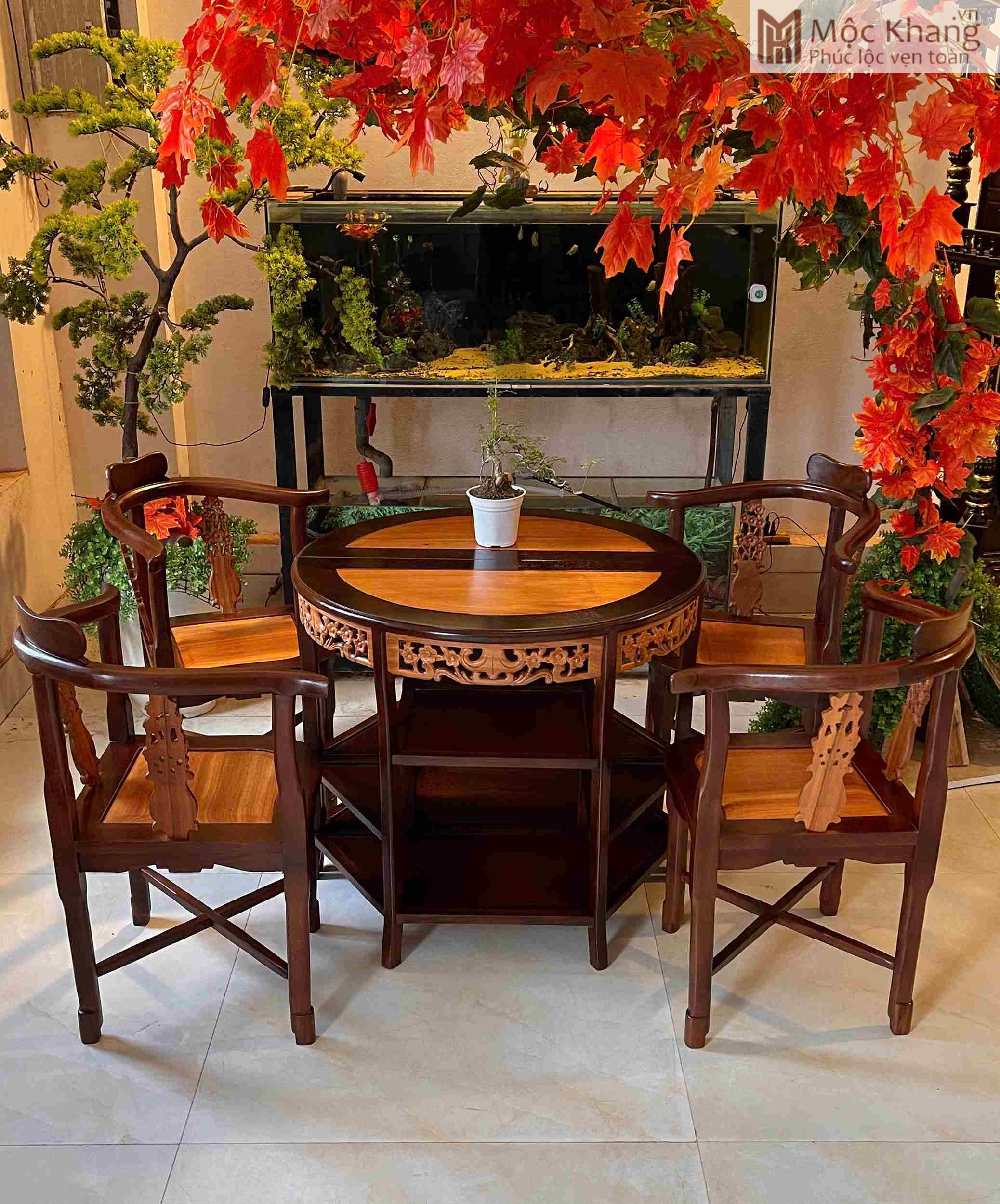 Bộ Bàn 4 Ghế Gỗ Gõ Bàn Cao 69 (cm) (5)_5 Bộ Bàn 4 Ghế Gỗ Gõ Bàn Cao 69 (cm)