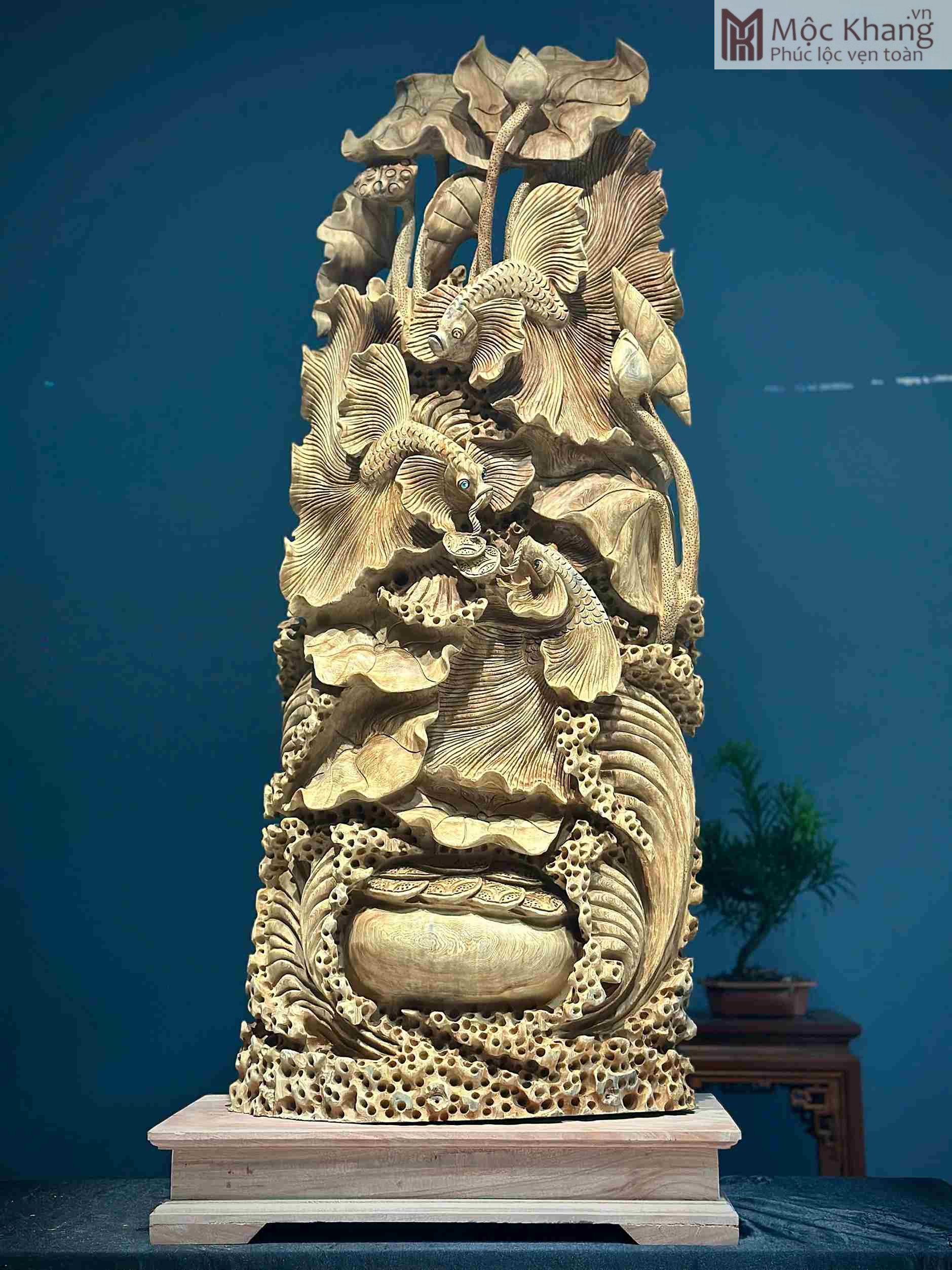Tượng Cá Xiêm Tài Lộc Gỗ Ngọc Am Cao 127 (cm) (2)_2 Tượng Cá Xiêm Tài Lộc Gỗ Ngọc Am Cao 127 (cm)