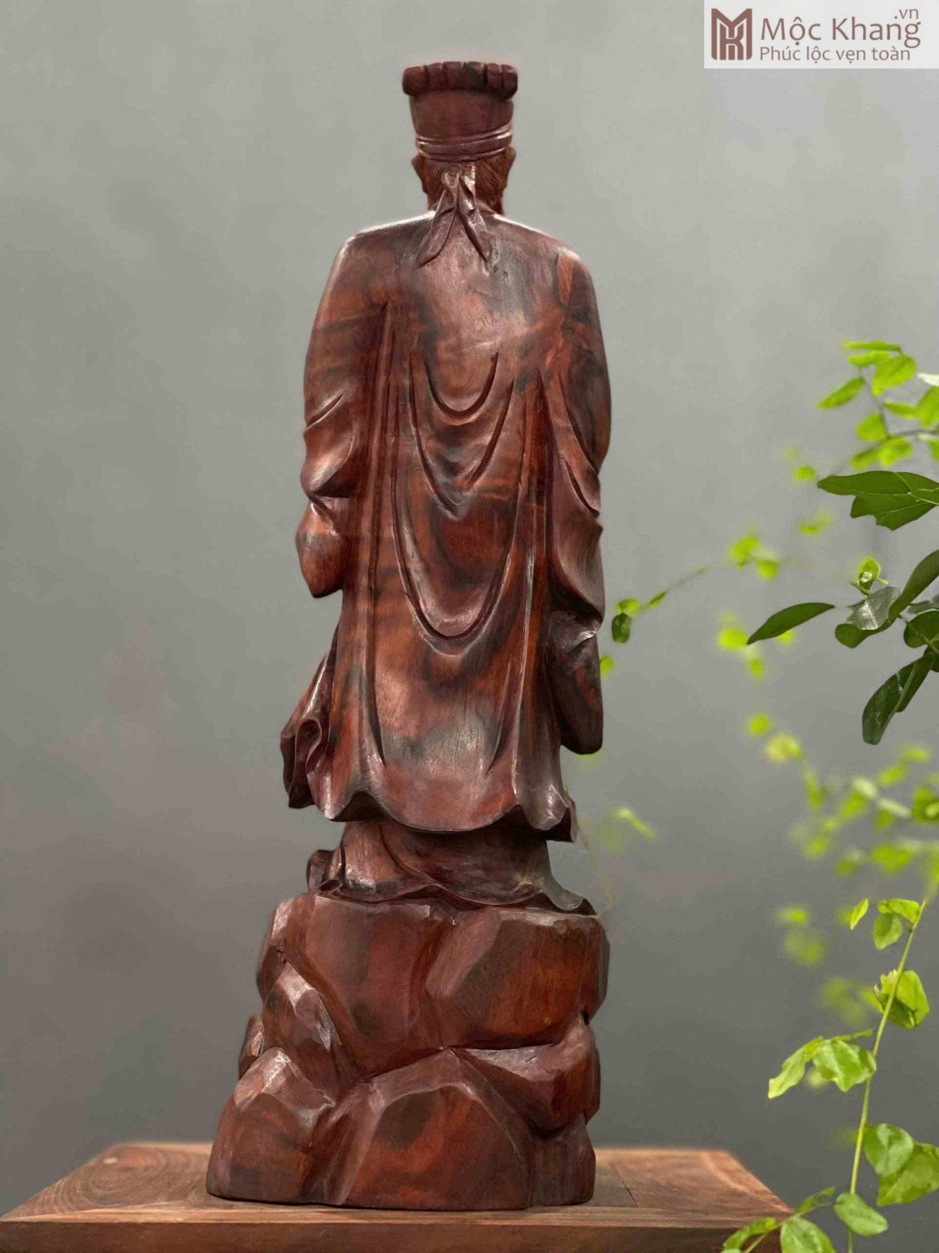 Tượng Khổng Minh (Gia Cát Lượng) Gỗ Trắc Cao 35 (cm) (5)_5