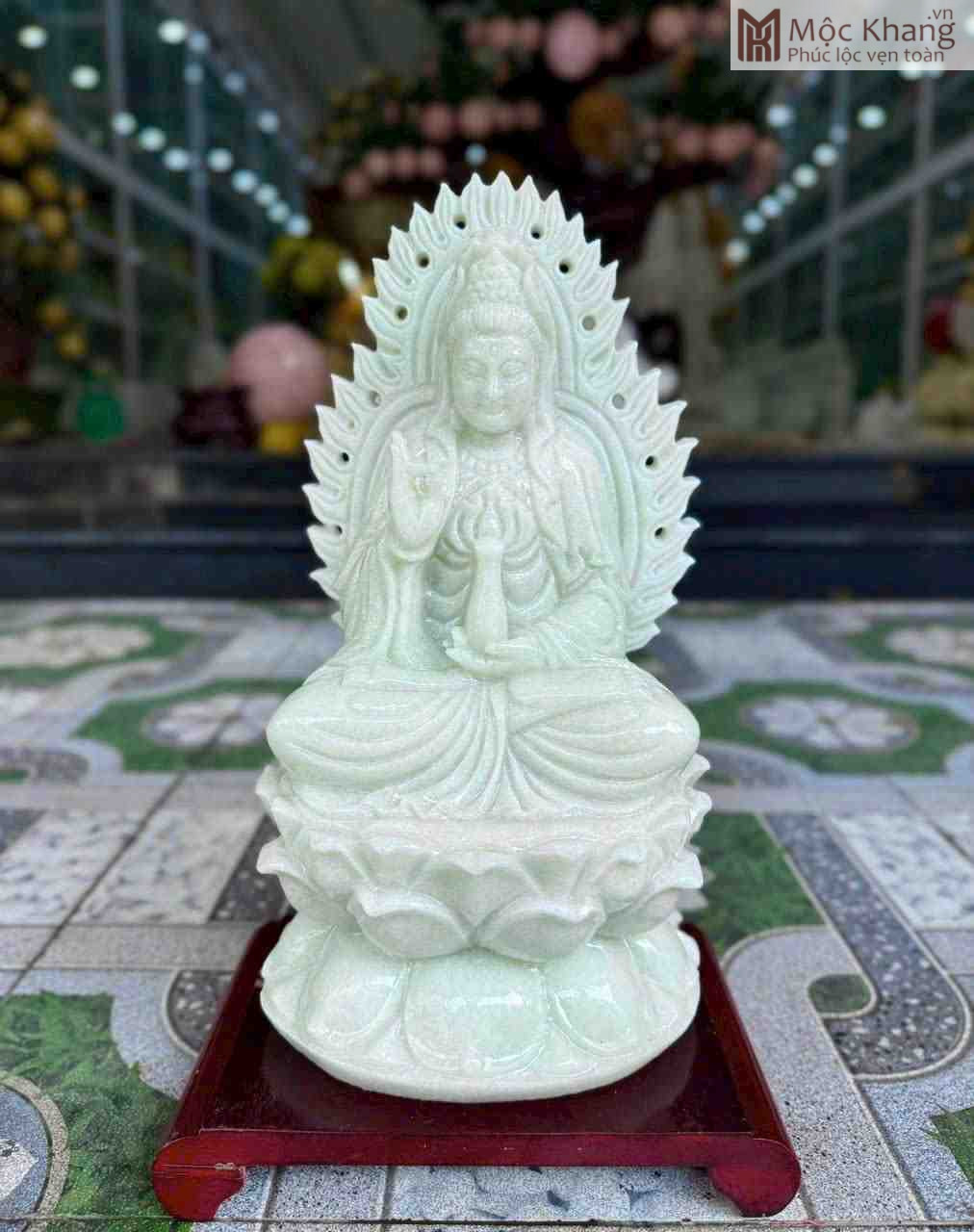 Tượng Phật Quan Âm Đá Cẩm Thạch Cao 31 (cm)_1 Tượng Phật Quan Âm Đá Cẩm Thạch Cao 31 (cm)