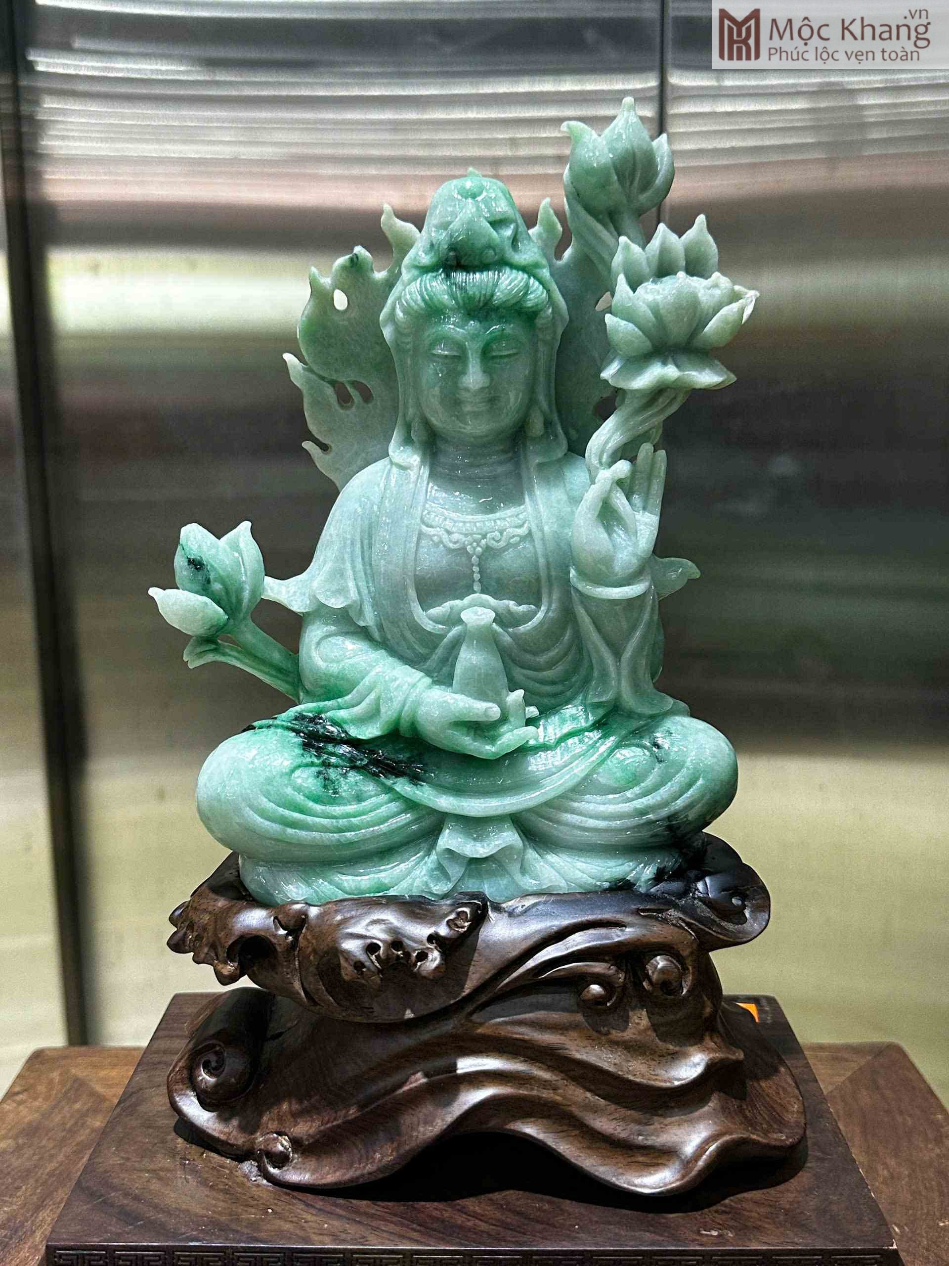 Tượng Phật Quan Âm Đá Cẩm Thạch Cao 34 (cm) (1)_1 Tượng Phật Quan Âm Đá Cẩm Thạch Cao 34 (cm)