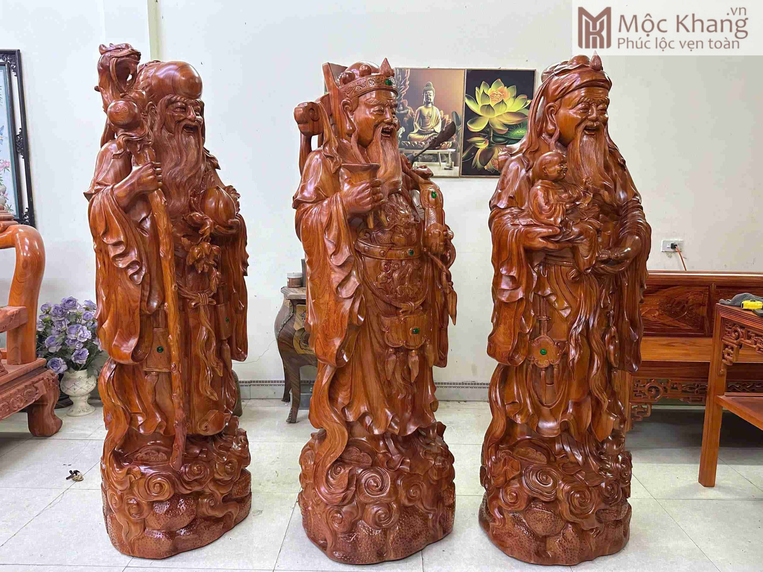 Tượng Phúc Lộc Thọ (Tam Đa) Gỗ Hương Cao 170 (cm) (6)_6 Tuong Phuc Loc Tho Tam Da Go Huong Cao 170 cm 6 6 scaled