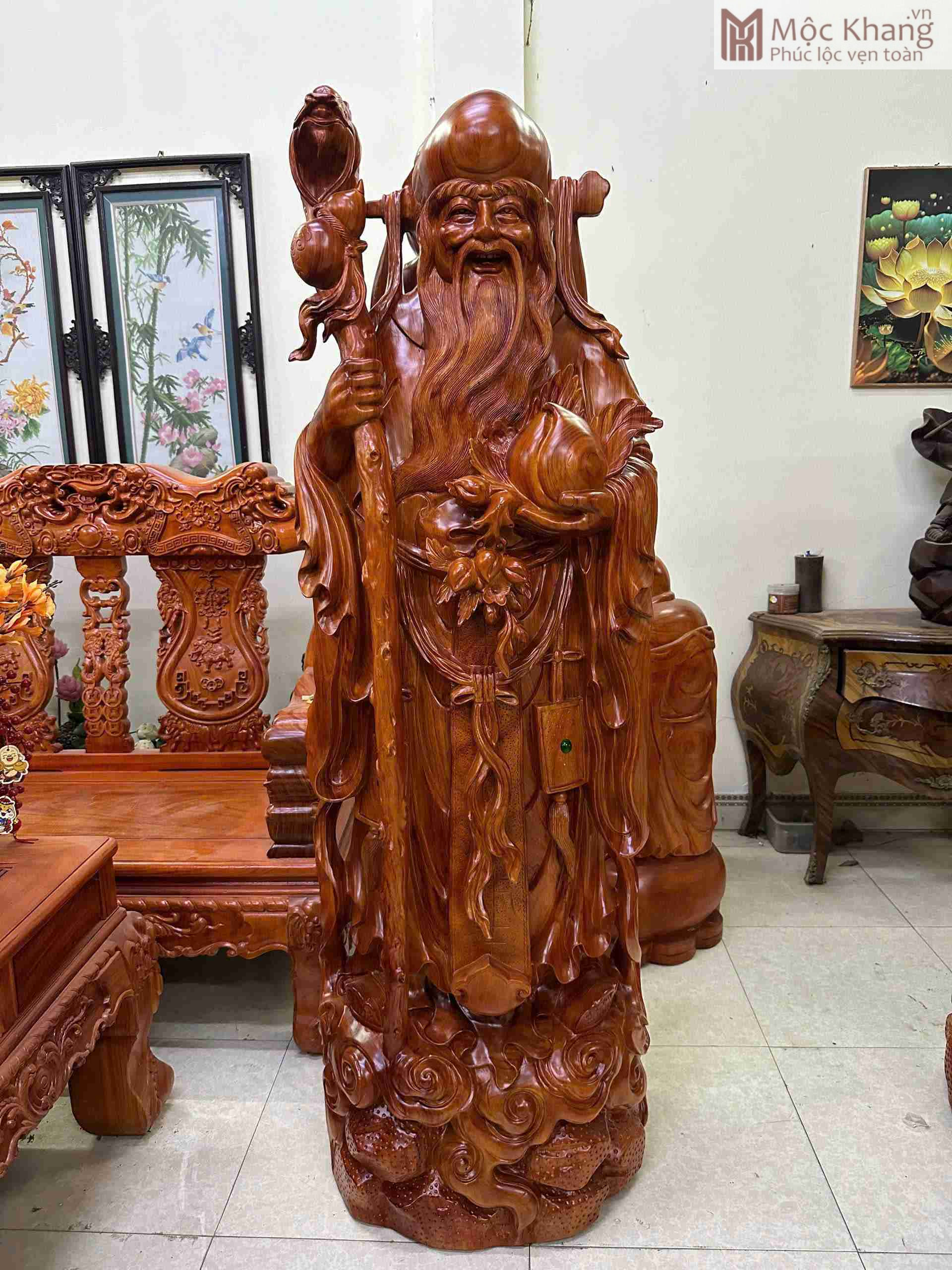 Tượng Phúc Lộc Thọ (Tam Đa) Gỗ Hương Cao 170 (cm) (7)_7 Tuong Phuc Loc Tho Tam Da Go Huong Cao 170 cm 7 7