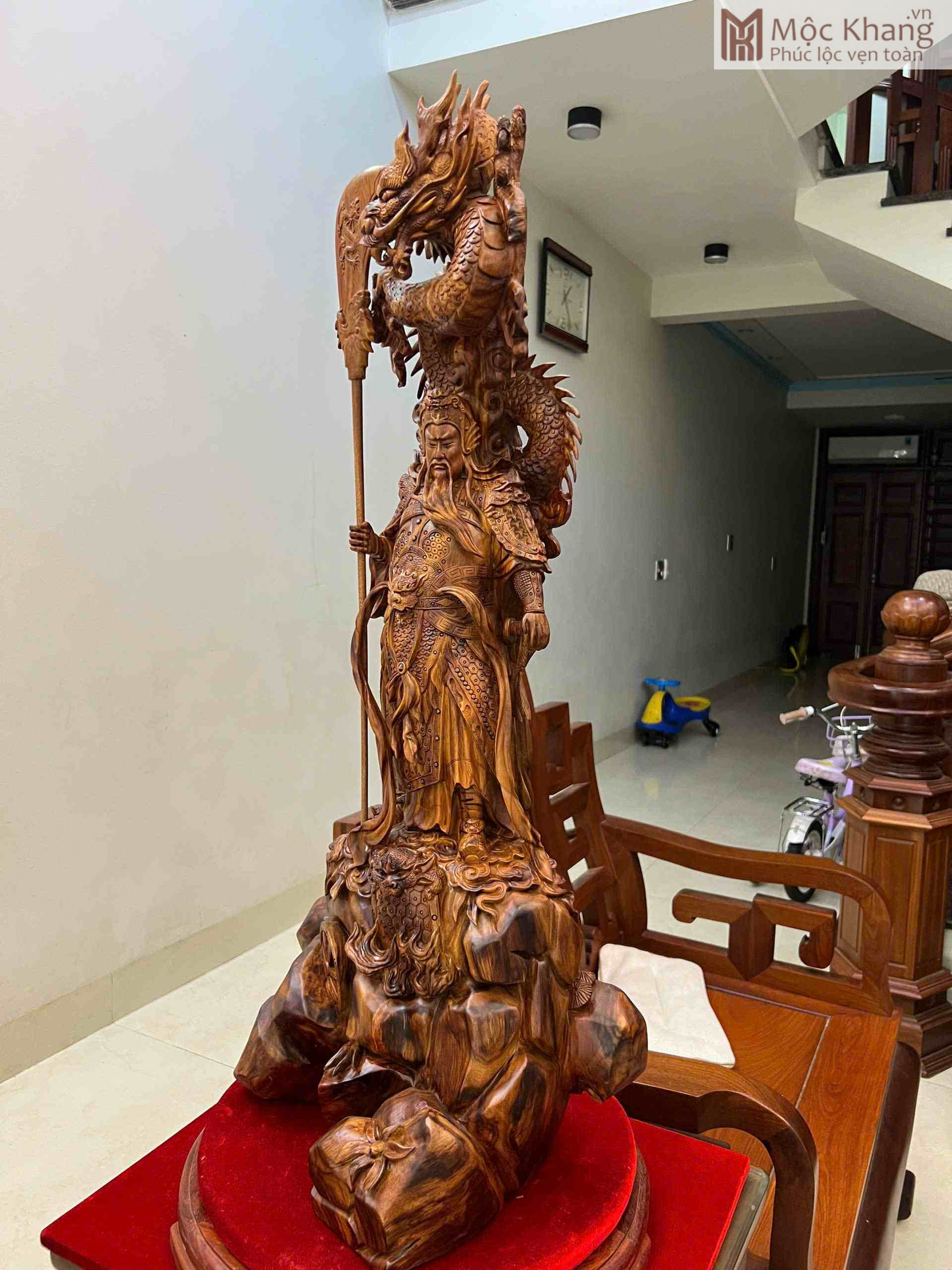 Tượng Quan Công Rồng Gỗ Sưa Cao 91 (cm) (6)_6