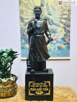 Tượng Trần Quốc Tuấn Gỗ Mun Hoa Cao 80 (cm)