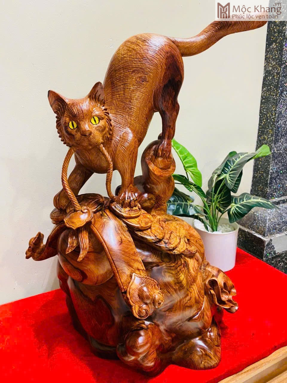 tuong-meo-go-cam-viet-cao-57-cm (1) Tượng Mèo Gỗ Cẩm Việt