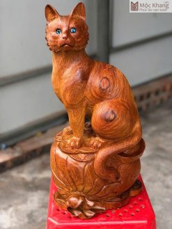 Tượng Mèo Gỗ Hương Gia Lai