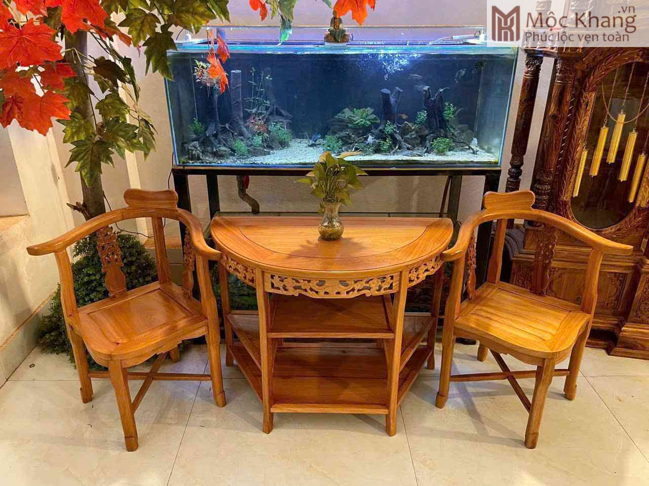 Bộ Bàn Trà 3 Món Gỗ Gõ Cao 69 (cm) (2)_2