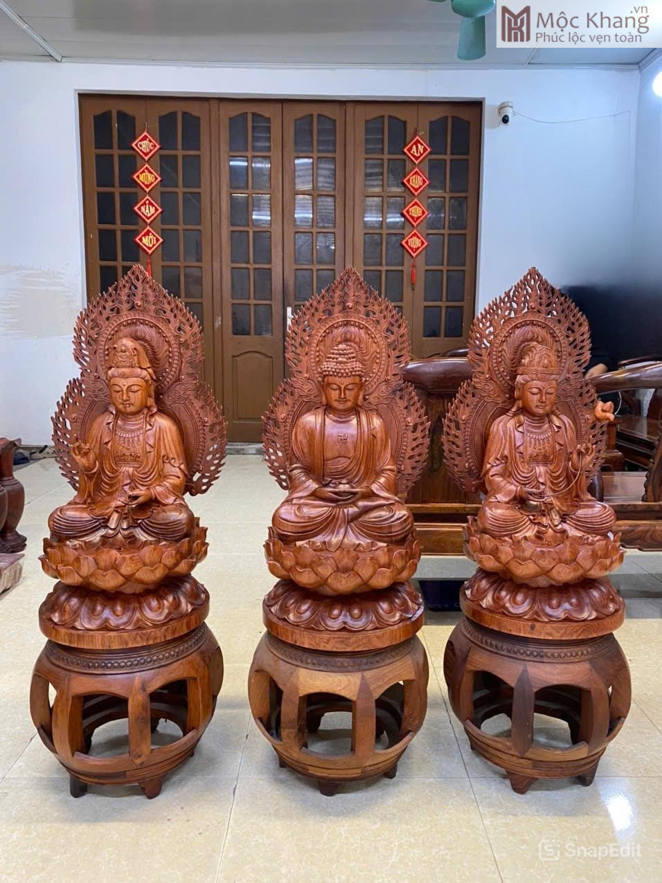 Bộ Tam Thế Phật Gỗ Hương Cao 60 (cm) (1) Bộ Tam Thế Phật Gỗ Hương Cao 60 (cm)