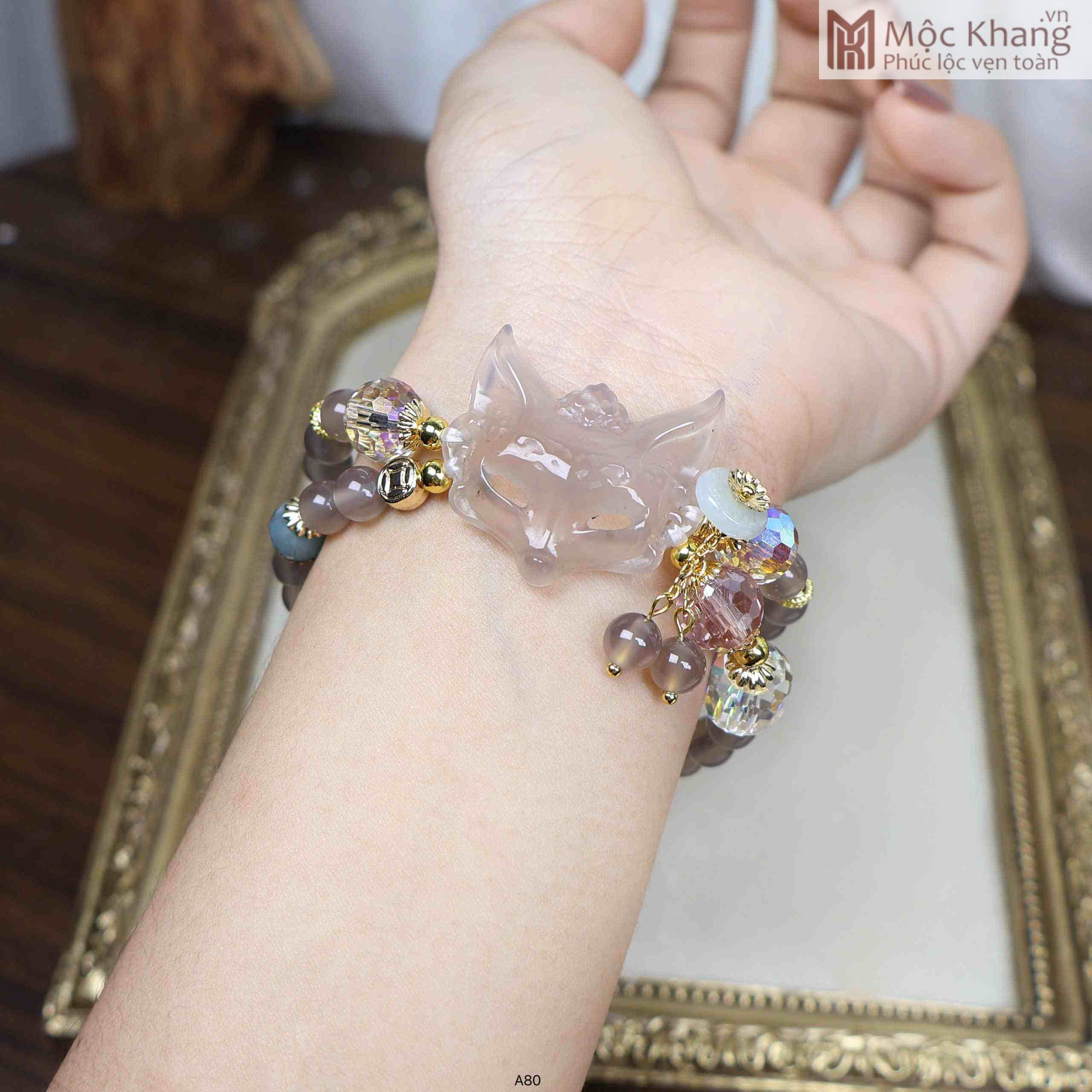 Chuỗi Chalcedony Hạt 6 (mm) Phối Hồ Ly (3)_3 Chuỗi Chalcedony Hạt 6 (mm) Phối Hồ Ly