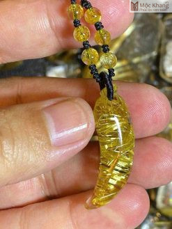 Mặt Dây Trái Ớt Thạch Anh Tóc Vàng